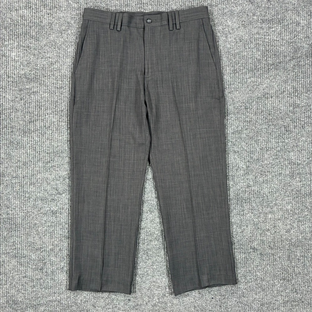 Cubavera Dress Pants Mens Size 32x32 Gray Flat Front Career Office Polyester